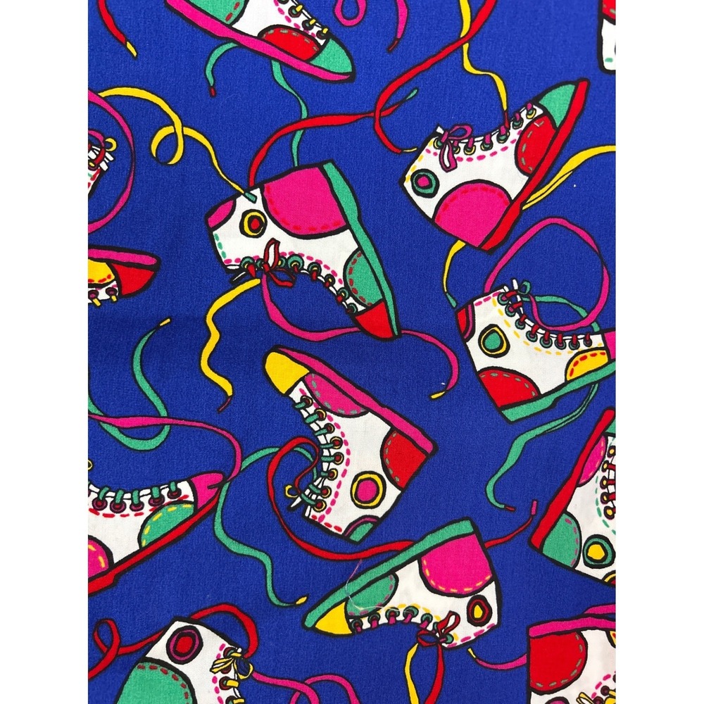 Vintage Sneaker Retro Fabric Cranston Print Works 90s Retro Novelty Cotton